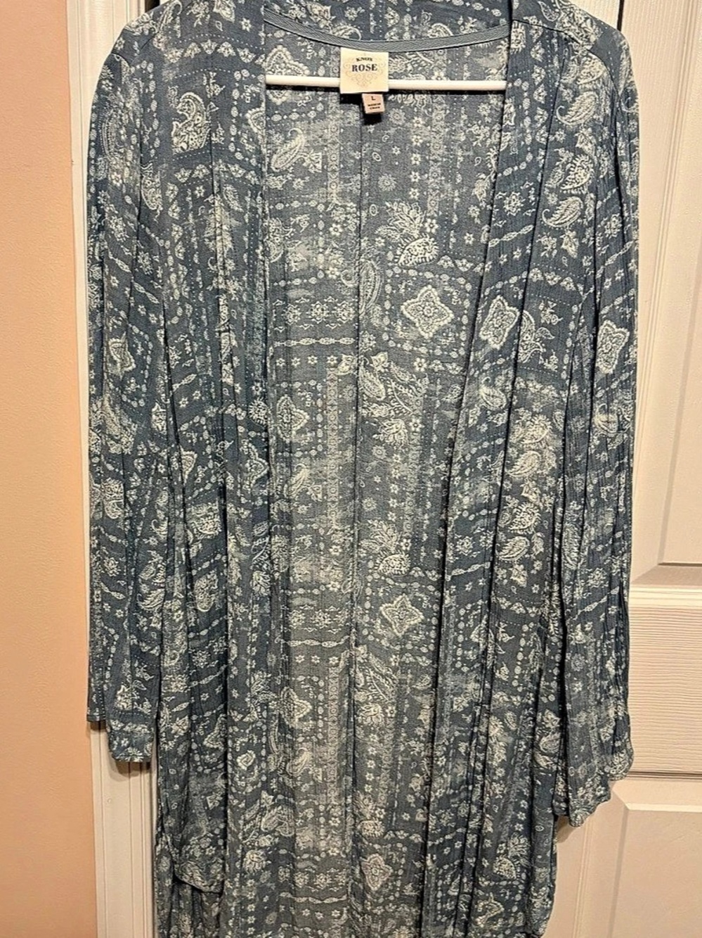KNOX ROSE Paisley Tunic in Blue & White Size Large